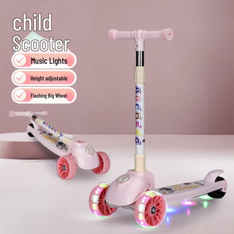 Sanhe Kids Foldable 3-Wheel Scooter with Music & Lights - 1 piece