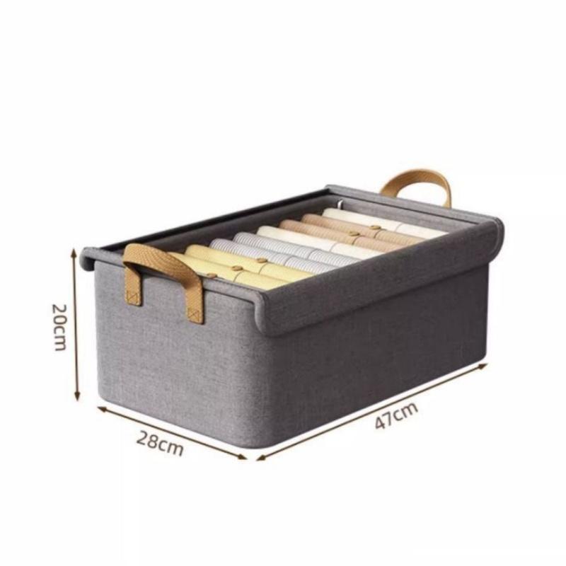 

Органайзер для одежды в шкафу с ручкой, тканевый ящик для хранения со стальной рамой, складные полки, корзины для хранения, складной ящик для хранения серый