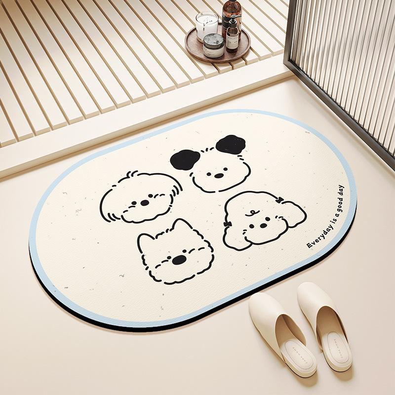 

Мультяшный коврик для пола из диатомовой грязи, коврик для ног с быстрой впитываемостью воды для ванной комнаты, коврик против скольжения для двери ванной комнаты, бытовой грязеотталкивающий коврик для двери 50 * 80cm