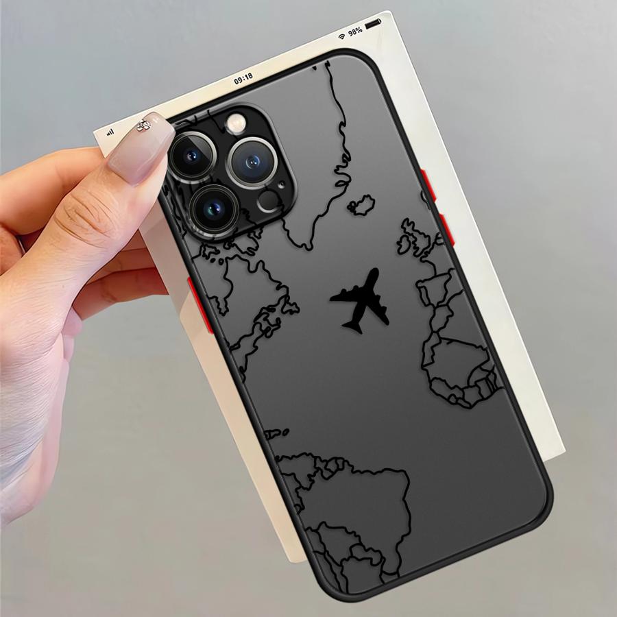 Case for iPhone 17 Pro Max 13 Mini Air 7 8 SE XS XR 15 14 11 16 Plus 12 Funda Back Phone Cover Travel Airplane Route