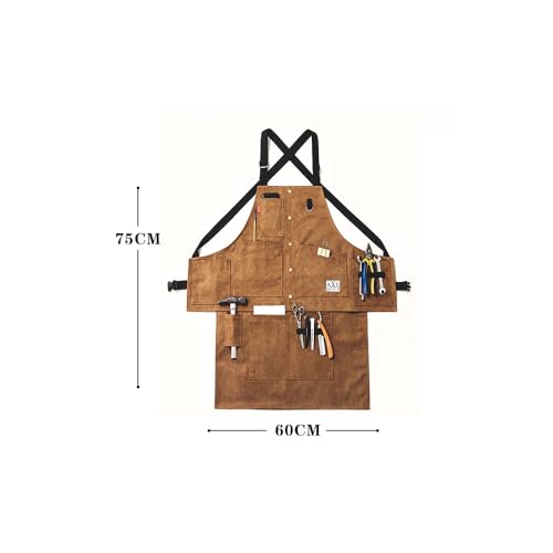 TTETNLY Men's Outdoor Apron, Chef/Craftsman Work Apron, Thick Cotton Canvas, Perfect for Camping, DIY, Cafes, Bonfires, BBQs, and Outdoor Work (2502 Y