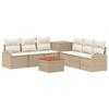 Sofa Set 8 Pcs Beige and Cream White Poly Rattan and Steel