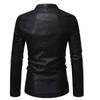 Locomotive leather jacket men's trend handsome British style new large lapel casual soft leather PU leather jacket