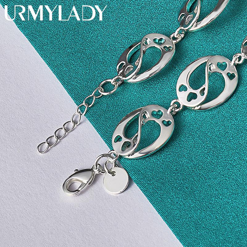 925 Sterling Silver Round Chain Bracelet For Women Wedding Engagement Party Fashion Jewelry