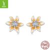 Dripping Oil Flower Stud Earrings Collection Mori Small Fresh S925 Sterling Silver Small Flower Stud Earrings