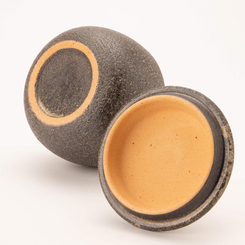 Marui Pottery Iga Ware Hechimon Rice Bowl (1 go) Black Persimmon MR-3-3532