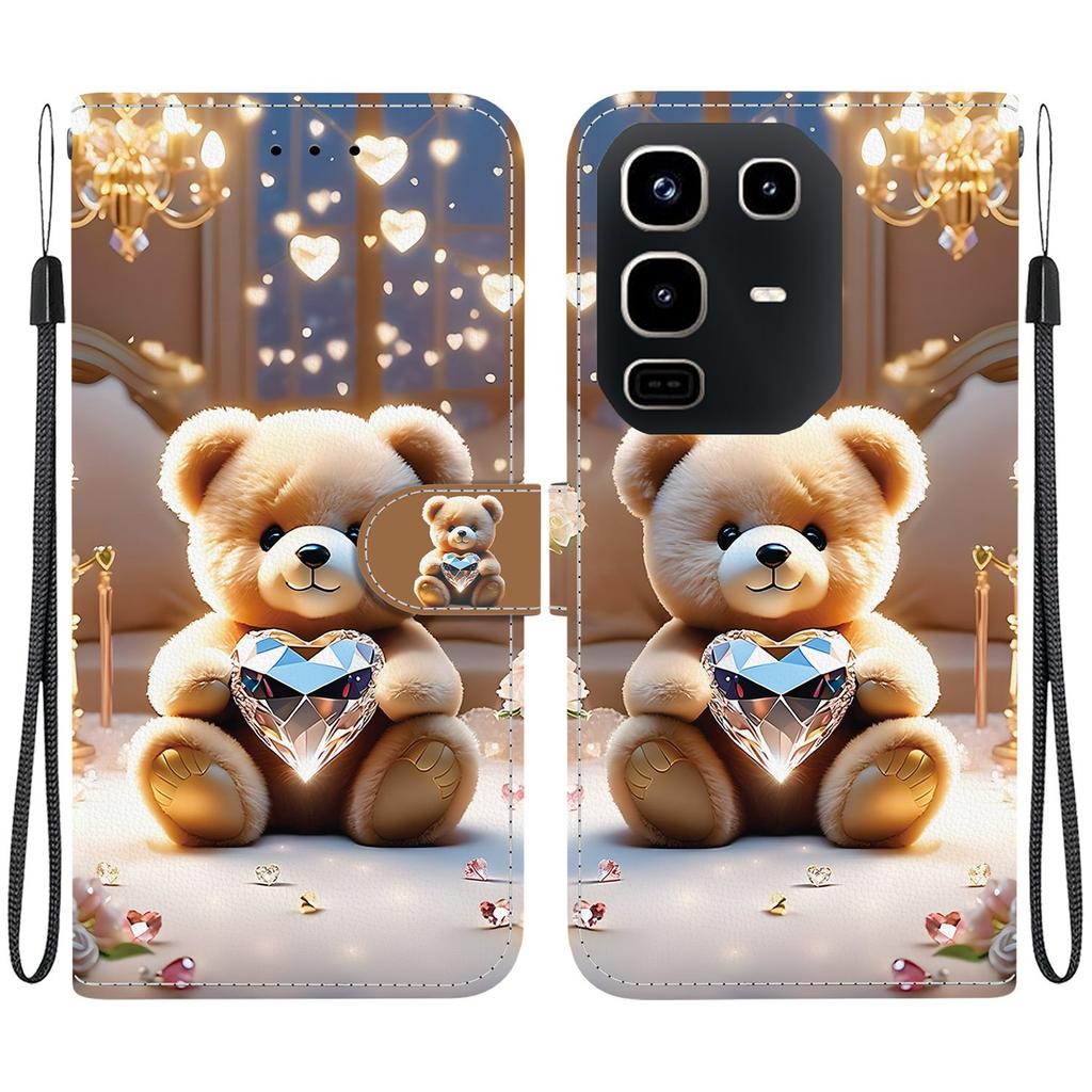 Handmade PU Leather Flip Case for Infinix Note 50 4G/Note 50 Pro 4G (X6858/X6855) Anti-Slip Shockproof Cover with Wrist Strap & Heart/Rose Cat Designs