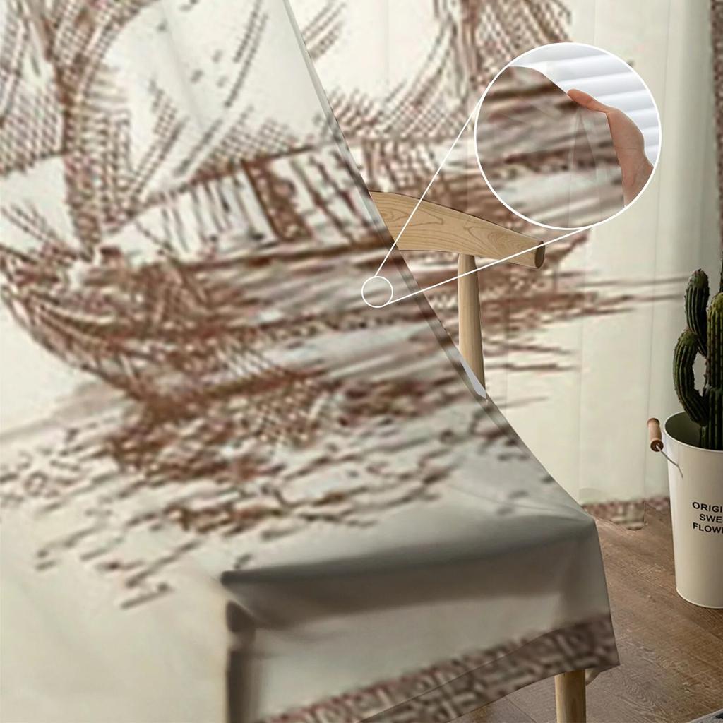 Sailing Ship Tulle Sheer Window Curtains For Living Room The Bedroom Modern Chiffon Voile Organza Curtains Decor Drapes