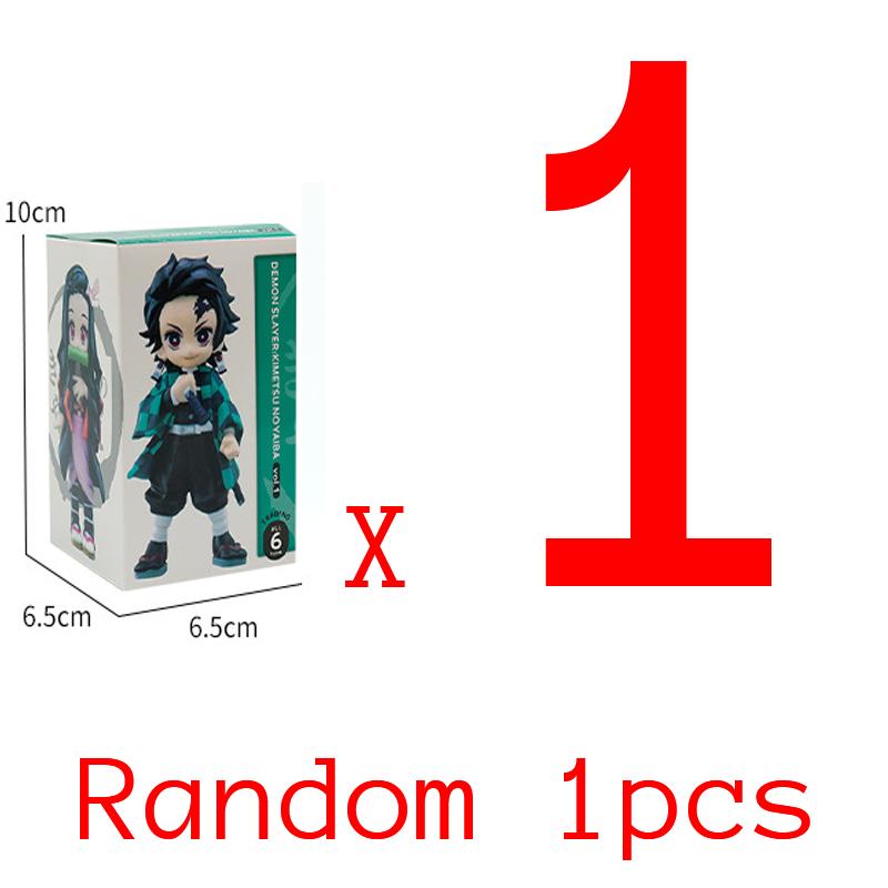 6pcs Anime Cartoon Figure Demon Slayer Tanjiro Kamado Nezuko Blind Box Statue Model Ornament Surprise Gift Box Collection Figure