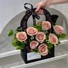 Valentine's Day Hollow Folding Handheld Flower Basket Simple Flower Box Paper Handbag Mother's Day Gift Flower Arrangement Box