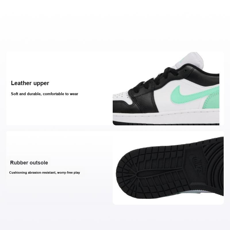 Детские кроссовки Air Jordan 1 Low GS Green Glow Белый Черный 553560-131 35.5