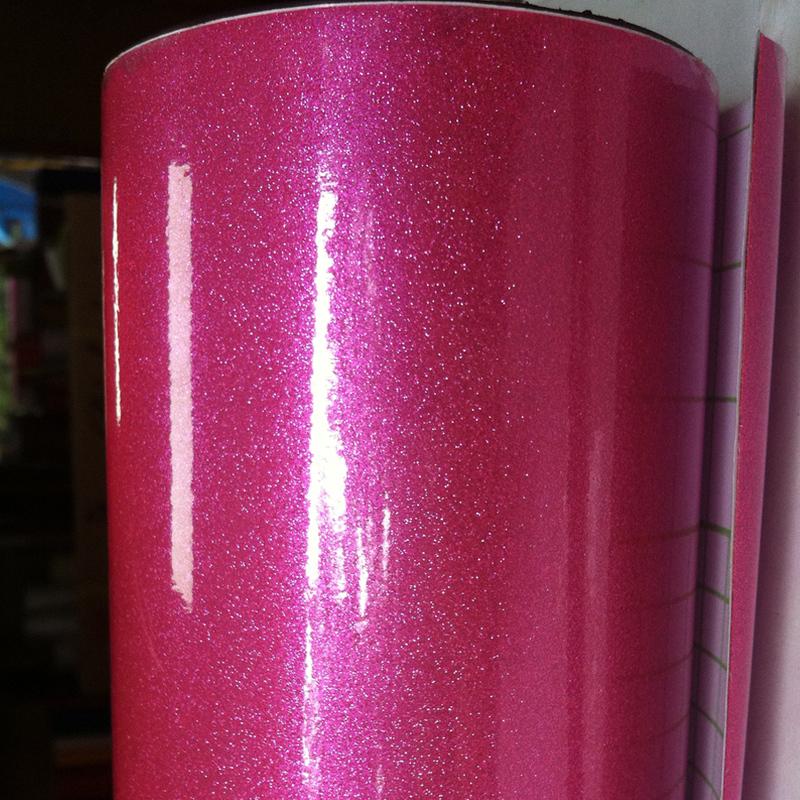 Fashion Car Styling High Glossy Diamond Pearl Glitter Pink Glossy Glitter Pearl Car Vinyl Sticker with Size: 12/30/50/60x100CM