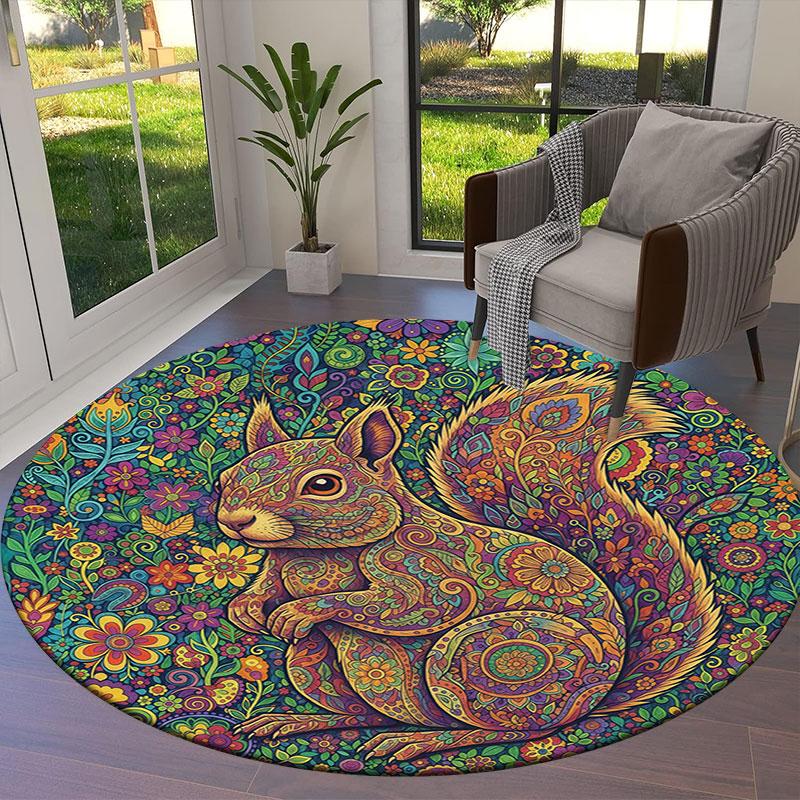 Mandalapainting Round Area Rug,Carpet Rug for Living Room Bedroom Sofa Playroom Decor,Non slip Floor Mat