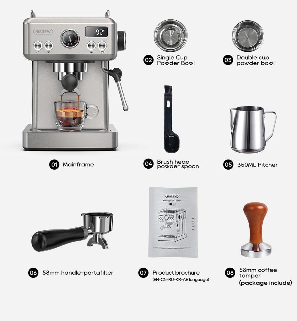 HiBREW H10A Semi Automatic Espresso Coffee Machine, 19Bar, Cold/Hot Coffee Maker