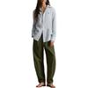 Polo Ralph Lauren SS26 Embroidered Stripe Linen Long Sleeve Shirt Women shirts 211A96158-003
