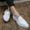 Fashion Spring Autumn Men Casual Business Leather Loafers Men Shoes Slip-On Flats Outdoor Low Shoes Lightweight Comfort Non-slip