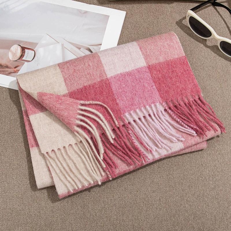 High Quality 100% Wool Scarf Men Female Fashion Classic Soft Cashmere Muffler Women Warm Thermal Shawl Outside Autumn Winter