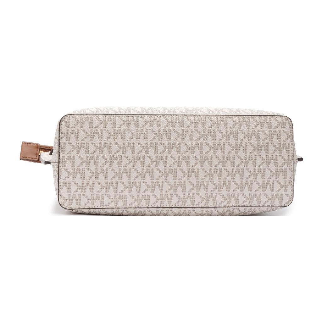 Michael Kors Emilia Coated Canvas Square Handbag, Shoulder Bag, Crossbody Bag Small Womens Vanilla White 35H0GU5S1B-VANILLA
