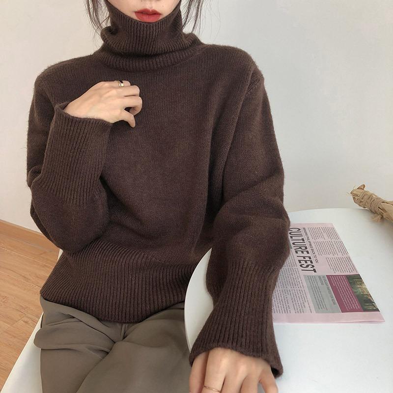 Autumn and Winter New Turtleneck Pullovers Sweaters for Women Fashion Loose Long Sleeve Knitted Sweater for Women Casual Elegant Warm Knitwears 25344