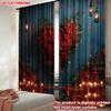 Set Of 2 Flat Printing Happy Valentine Day Window Curtains Valentines Rose He Digital Printed Polyester Drapes Family Party Curtain