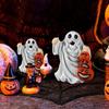 Halloween Ghost Pumpkins Ornaments Spooky Resin Pumpkins Statues Decorative Figurine For Haunted House Living Room Bedroom Study
