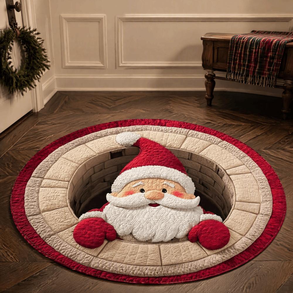 80cm 31.5in 3D Illusion Rug 2D Flat Printed Christmas Doormat Round Vortex Carpet Christmas