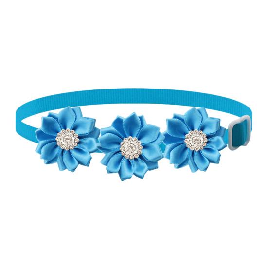 Haustierhalsband, verstellbar, weich, bequem, Haustier-Halsband, Blumen-Strass-Dekor, Katzen- und Hundehalsband, Heimtierbedarf