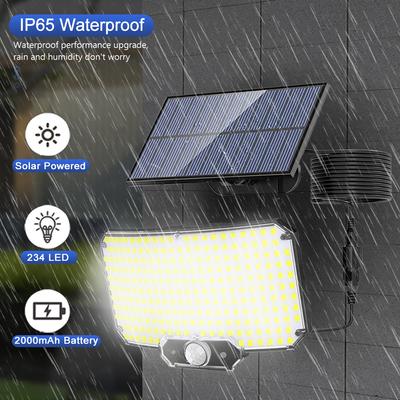 Luzes Solares 234LED Luzes de Segurança Solares Exterior Jardim Sensor de Movimento 3 Modos À Prova D'água Luzes de Parede Solares de Inundação Divididas Garagem