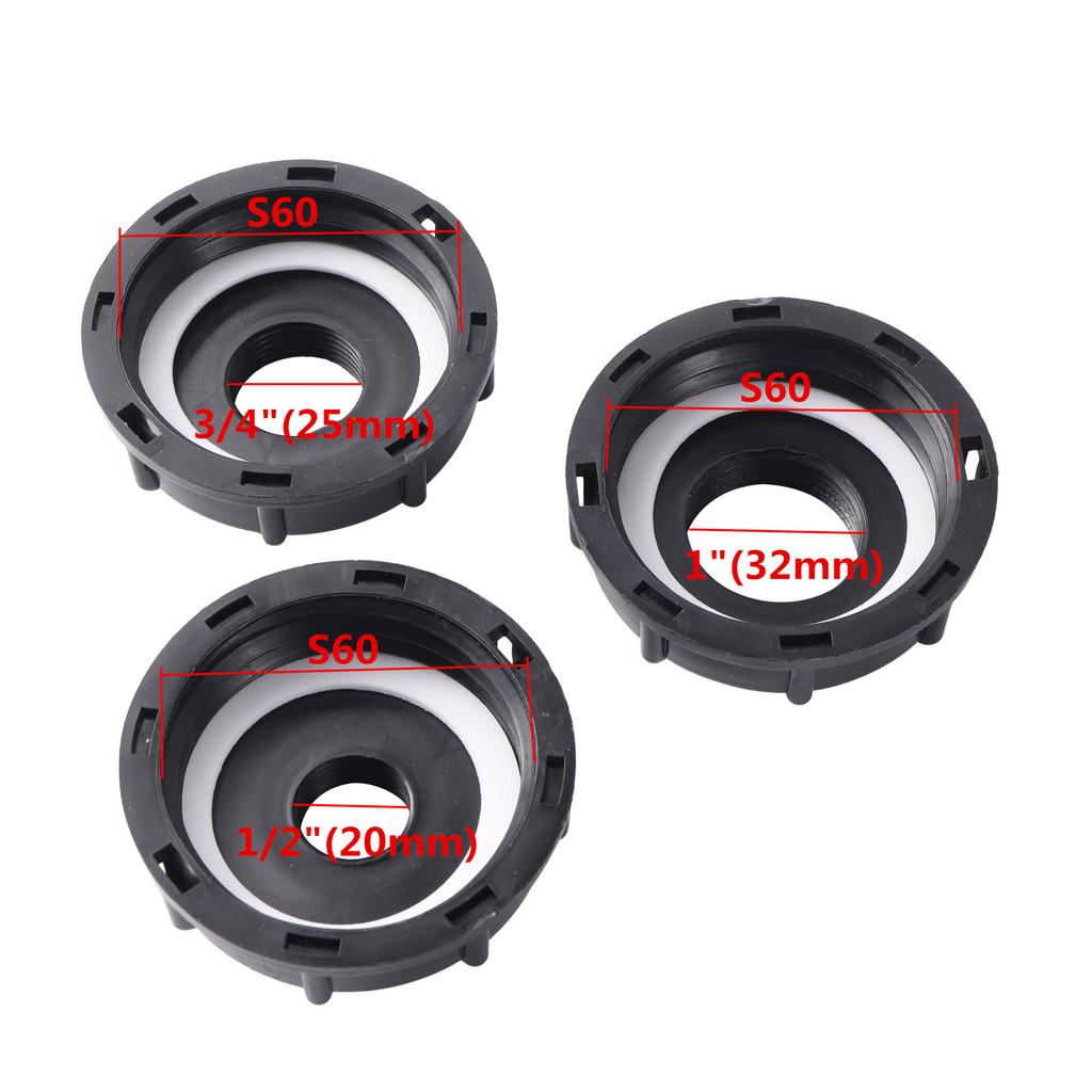 Durable IBC Tank Fittings Universal S60X6 Coarse Threaded Cap 60mm Female Thread To 1/2 ", 3/4", 1 " Water Tap Adapter Connector