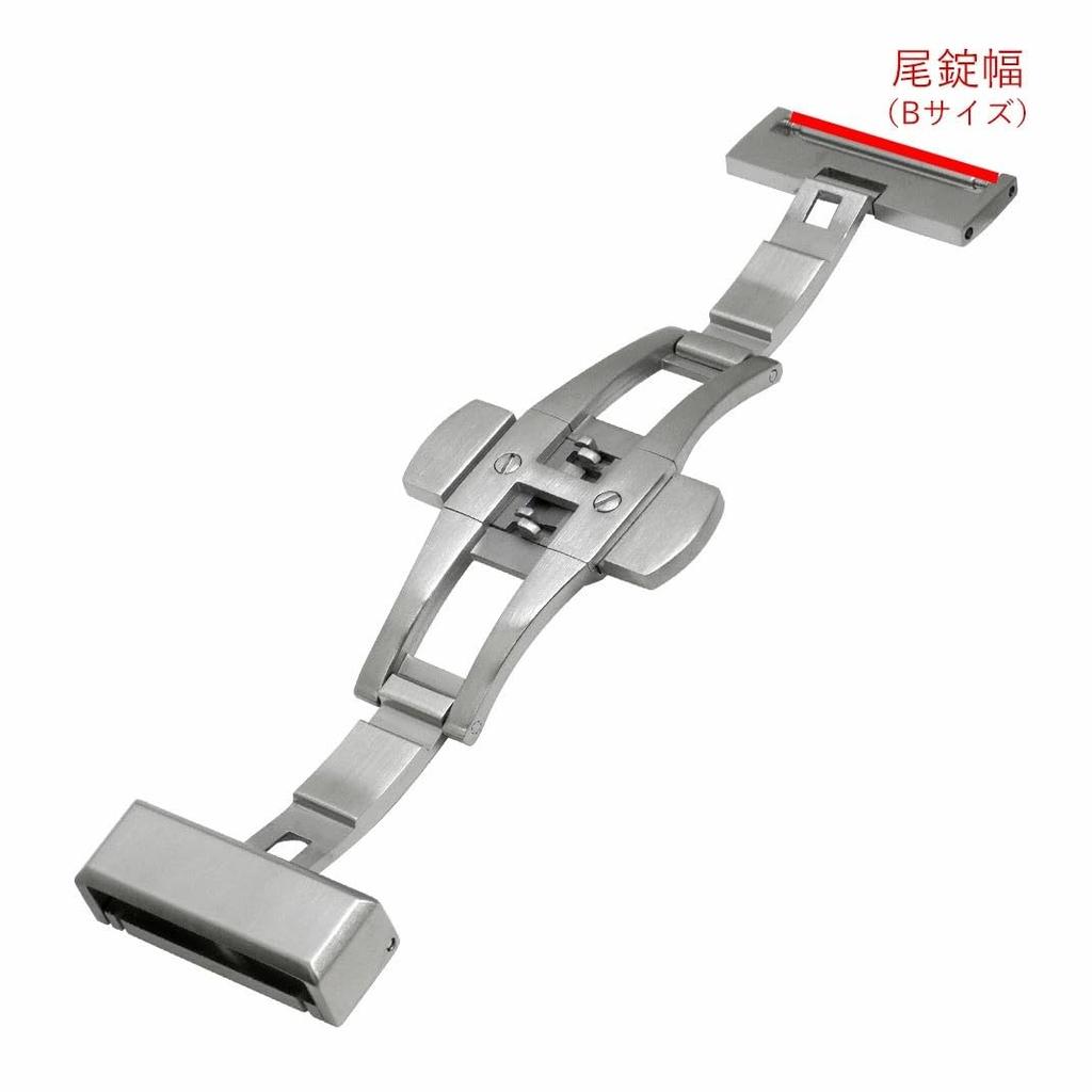 Watch strap, watch band, double-folding push-button D-buckle, PBF RE-BUCKLE buckle, satin finish, stainless steel, CASSIS, 20mm, black.