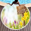 Cartoon Easter Egg Round Beach Towel with Tassels Roundie Yoga Meditation Mat Picnic Rug, Sand Proof Absorbent Circle Swim Towel