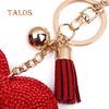 Women Romantic Key Chain Love Heart Shape Crystal Stone Tassels Bag Charms Keyring Trinket