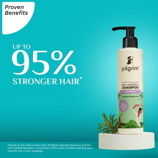 Șampon anti căderea părului cu rozmarin spaniol și biotină Pilgrim pentru reducerea căderii și ruperii părului 200ml | Păr cu până la 95% mai puternic | Pentru bărbați și femei