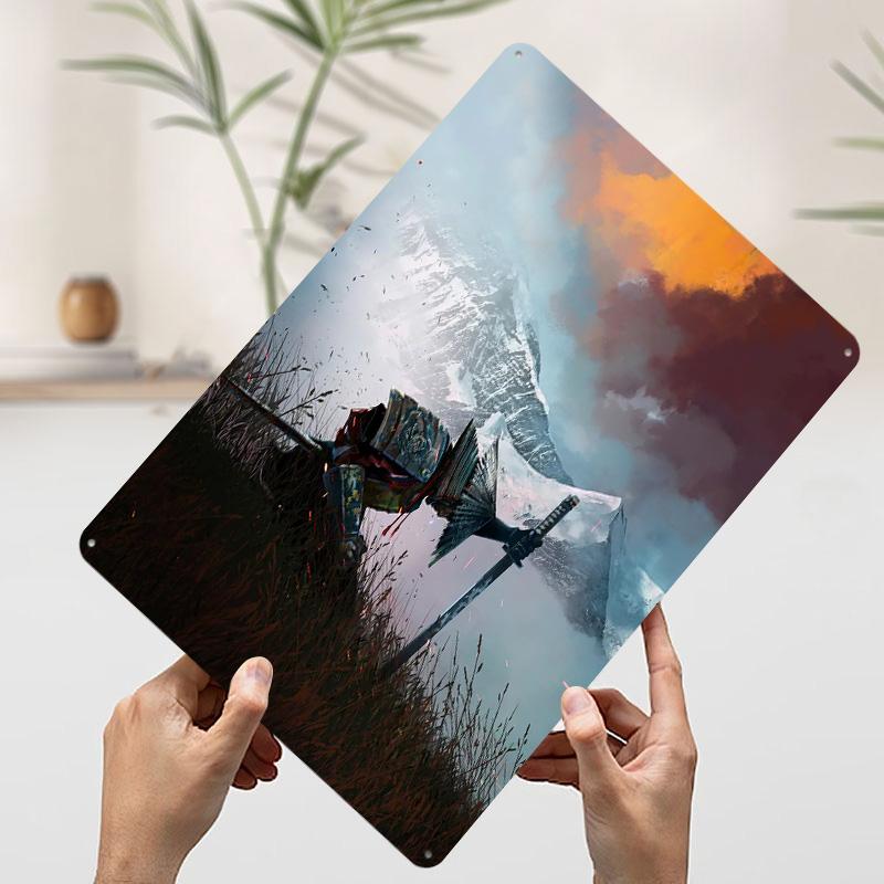 Samurai Pop Art Printed Poster Customized Wall Art Retro Vintage Metal Tin Signs for Home Office Decor Mancave Decoration Gaming