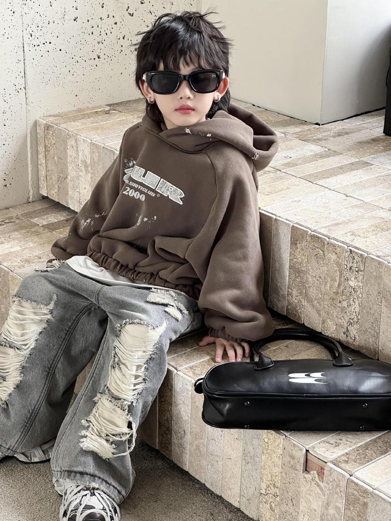 Kids' Fleece-Lined Wide-Leg Jeans