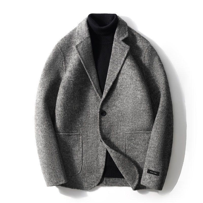 Men's Business Casual Woolen Lapel Coat - Autumn/Winter Trendy Outerwear, Thickened European American Fashion Jacket.