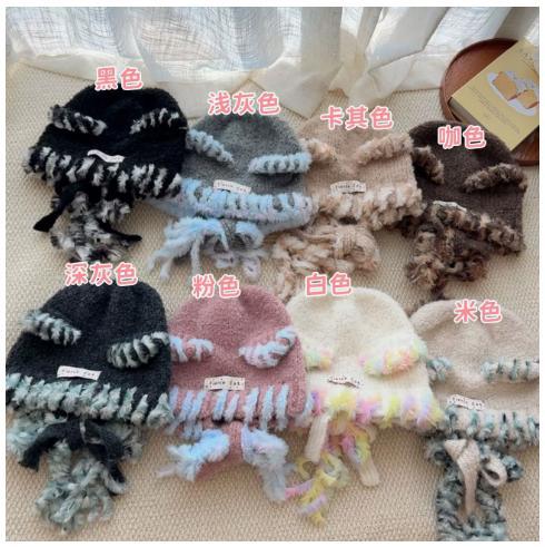 Autumn and Winter Plush Bucket Hat Shows Small Face Versatile Basin Hat Keeps Warm Foreign Style Reduces Age Cute Temperament Knitted Hat