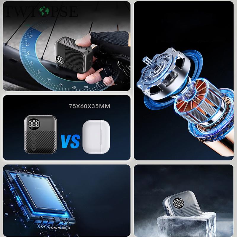 TWTOPSE Cycling Bike Mini Wireless Inflatable Pump Portable Bicycle Electric Vehicle Tire Inflator Smart Digital Display Pump