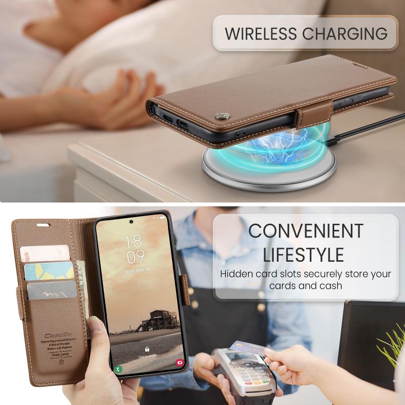 CaseMe Magnetic PU Leather Wallet Phone Case For Samsung Galaxy S26 Ultra/S25 Plus/S24/S23/S22/S21/S20 Card Holder Pocket Cover