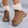 Chunky Platform Fluffy Fur Ankle Boots Women  Winter Non Slip Thick Bottom Suede Snow Boots Woman Furry Short Booties