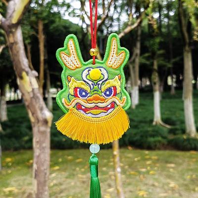 Dragon 3D Embroidered Tassel Car Pendant Sachet