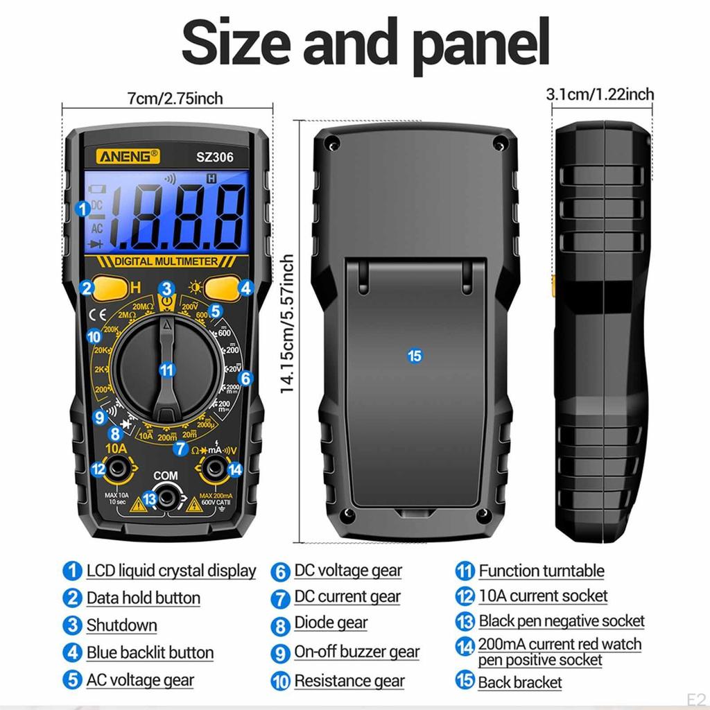 Digitales Multimeter mit Datenhaltefunktion, handliches und präzises Messgerät