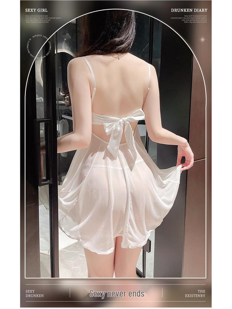 Sexy Lace Camisole Nightdress Set: Enhances Bust, See-Through Lingerie for Women