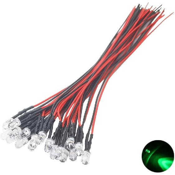 20pcs 12 Volt 5mm Blue Blinking LED Lights Emitting Diodes Pre Wired 7.9 inch DC 12v LED Light Clear Lens Small LED Lamps DIY Lighting Projects