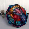 Stained Dragon Window Panel: Colorful Fantasy Art DécorUmbrella, Portable 3-Fold Compact Umbrella,Christmas Gift ES473