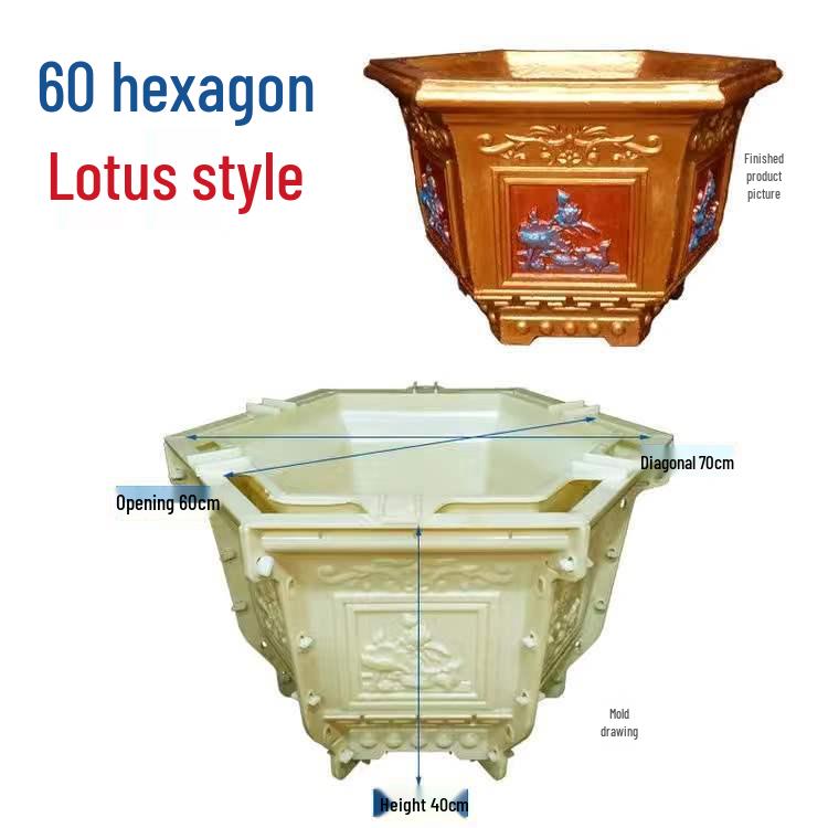 Extra Large Hexagonal Roman Column Cement Flower Pot Mold - Full Set DIY Model