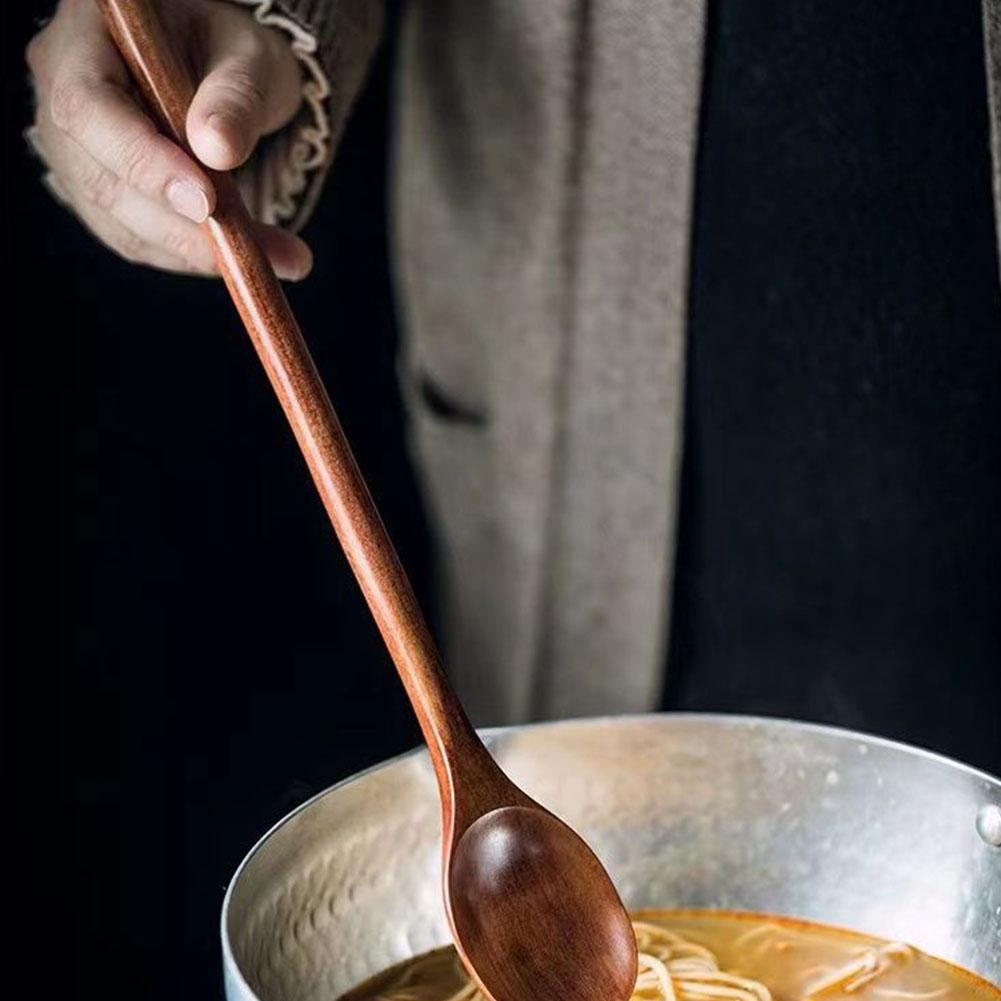 Cuchara larga de madera para revolver, cuchara de madera con mango largo, cuchara de madera para revolver y cocinar, cuchara de madera extendida para cocinar