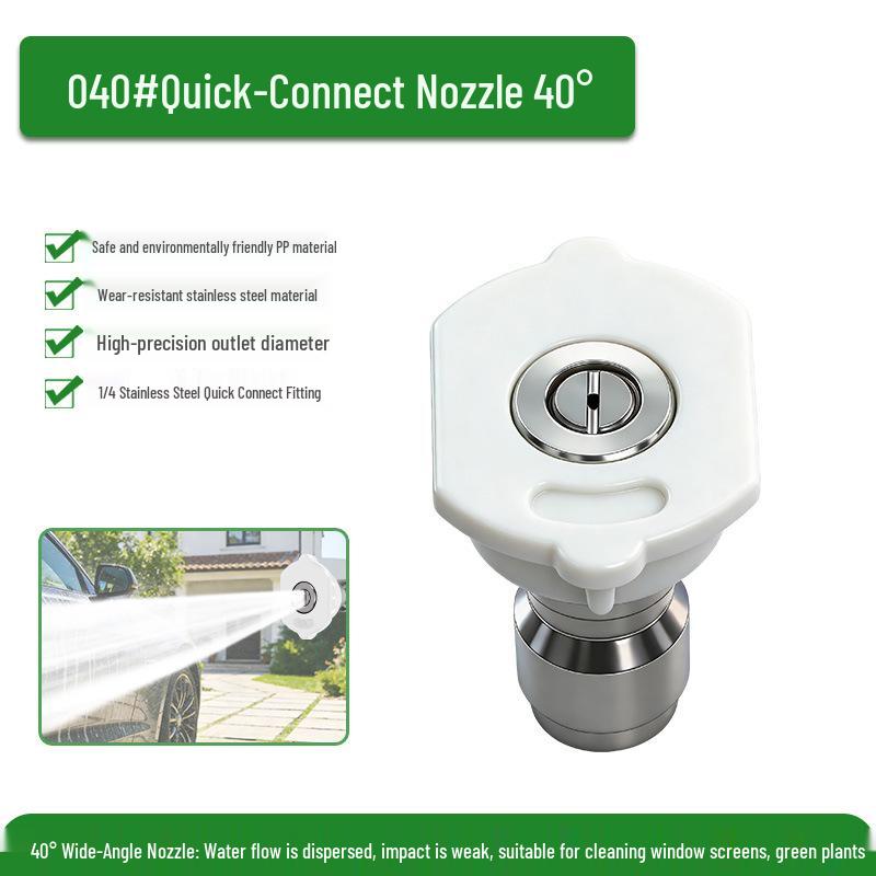 1/4 Quick Connect Colored Fan-Shaped High-Pressure Washer Nozzle with Stainless Steel and Rubber Sleeve