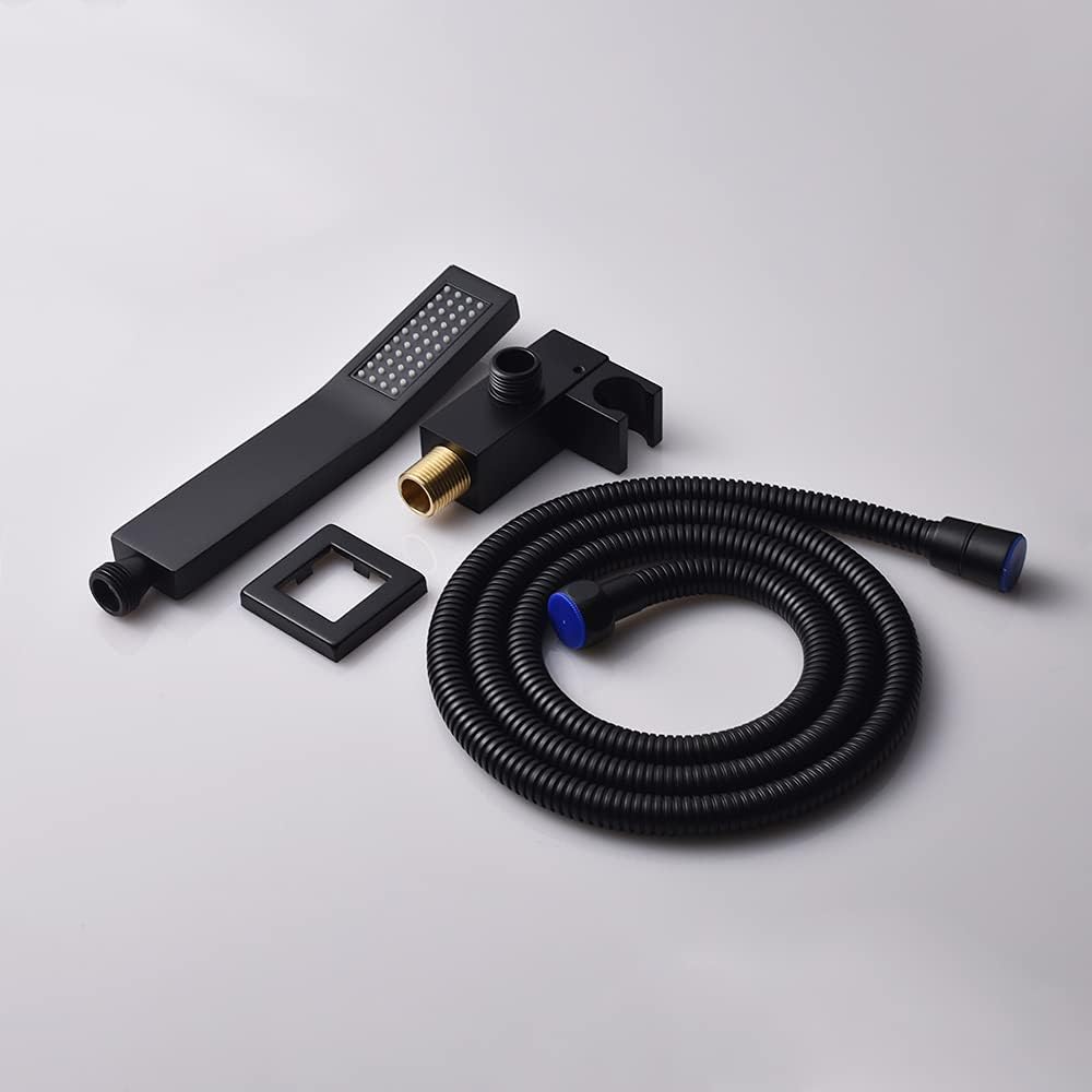 Brass Handheld Shower Head Kit Square Shower Heads with 59'' Stainless Steel Shower Hose And Adjustable Solid Brass Bracket High Pressure Hand Held