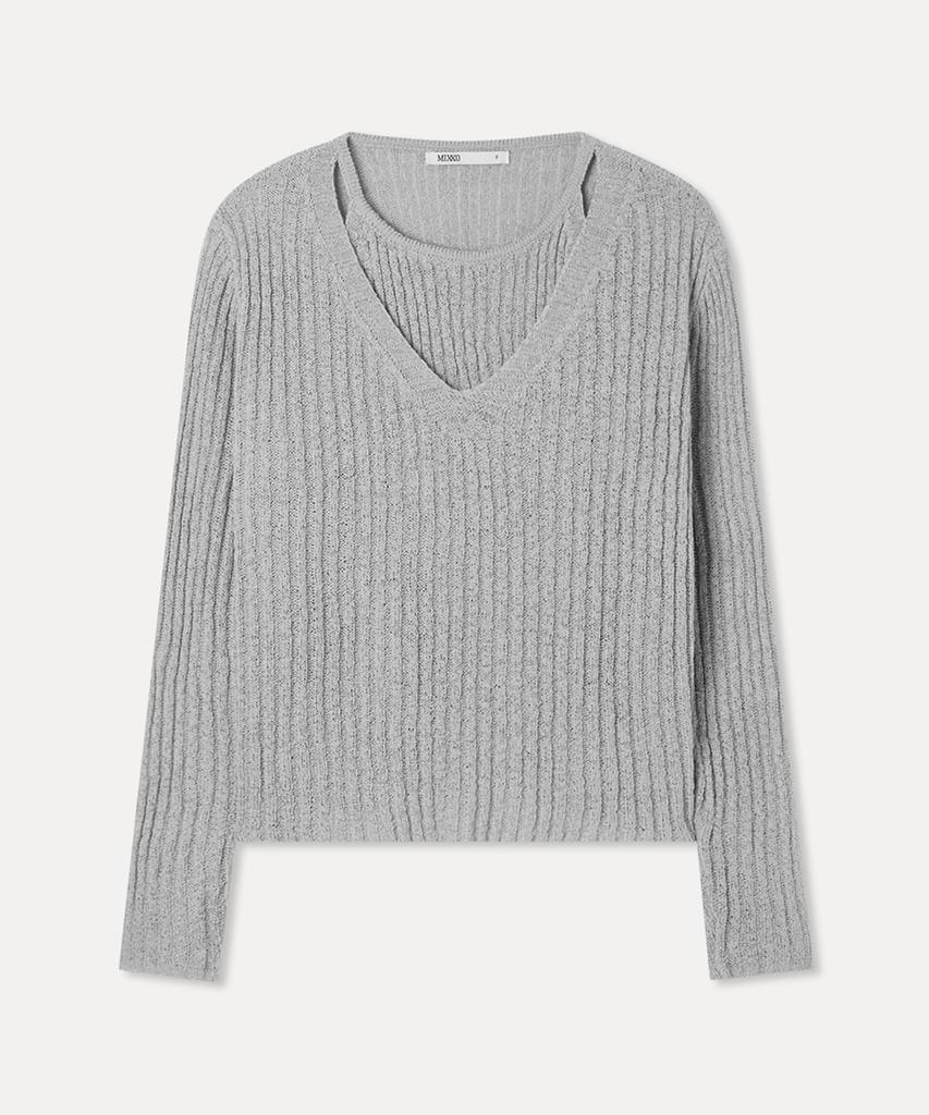 MIXXO Deep V Layered Knit_Miwkag53Ss